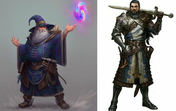A spellcaster standing next to a martial fighter in 5th edition Dungeons and Dragons.