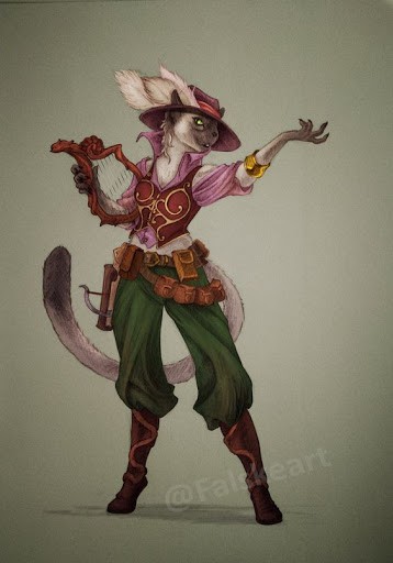 A harp weilding tabaxi bard in Dungeons and Dragons.